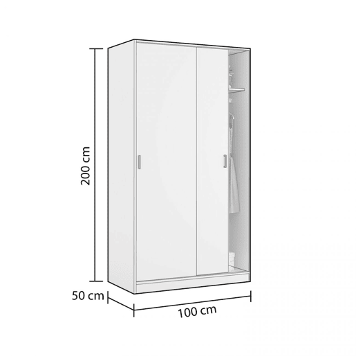 Roupeiro Lenor 2 portas de correr Branco 100 x 200 x 50 cm