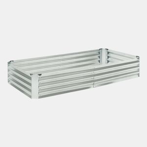 Canteiro de plantação elevado Celano aço 180x90x30cm Prata en.casa