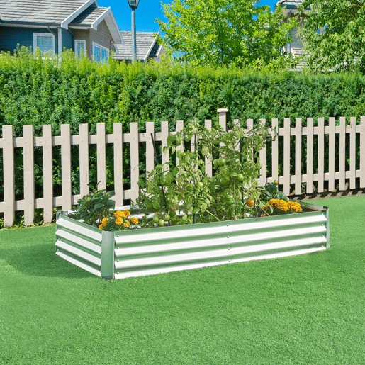 Canteiro de plantação elevado Celano aço 180x90x30cm Prata en.casa
