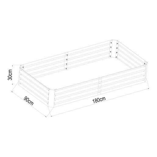 Canteiro de plantação elevado Celano aço 180x90x30cm Prata en.casa