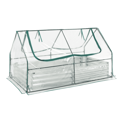 Canteiro de jardim elevado Balsorano com estufa 186x96x98 cm - Transparente en.casa