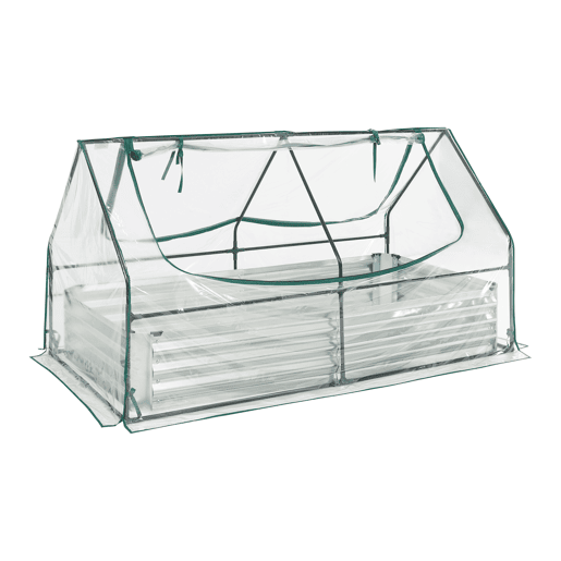 Canteiro de jardim elevado Balsorano com estufa 186x96x98 cm - Transparente en.casa