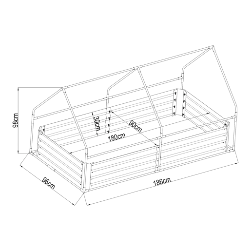 Canteiro de jardim elevado Balsorano com estufa 186x96x98 cm - Transparente en.casa