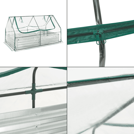 Canteiro de jardim elevado Balsorano com estufa 186x96x98 cm - Transparente en.casa