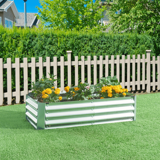 Canteiro de plantação elevado Celano aço 120x60x30cm Prata en.casa