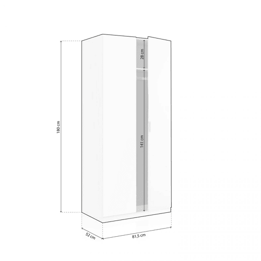 Roupeiro Astra 2 portas Branco 81 x 180 x 52 cm