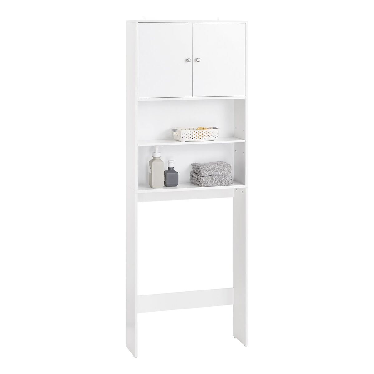 Estante de baño para colocar sobre el inodoro armario para baño con 2 estantes abiertos y 2 puertas 65 x 20 x 182 cm bzr165-w sobuy es