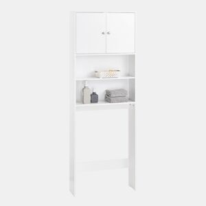 Prateleira de casa de banho para sanita Armário de casa de banho sobre sanita com 2 prateleiras abertas e 2 portas 65 x 20 x 182 cm BZR165-W SoBuy PT