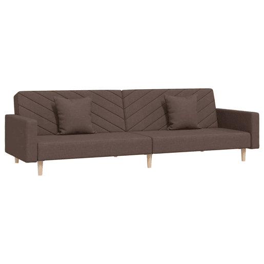 vidaXL Sofá-cama 2 lugares c duas almofadas tecido cinza-acastanhado