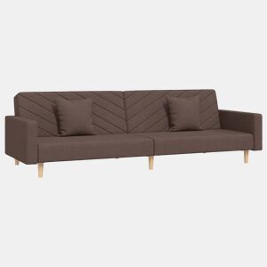 vidaXL Sofá-cama 2 lugares c duas almofadas tecido cinza-acastanhado