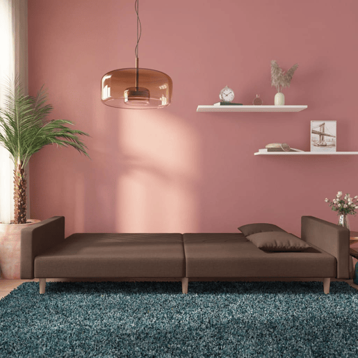 vidaXL Sofá-cama 2 lugares c duas almofadas tecido cinza-acastanhado