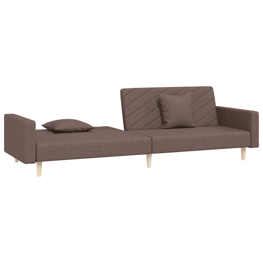 vidaXL Sofá-cama 2 lugares c duas almofadas tecido cinza-acastanhado