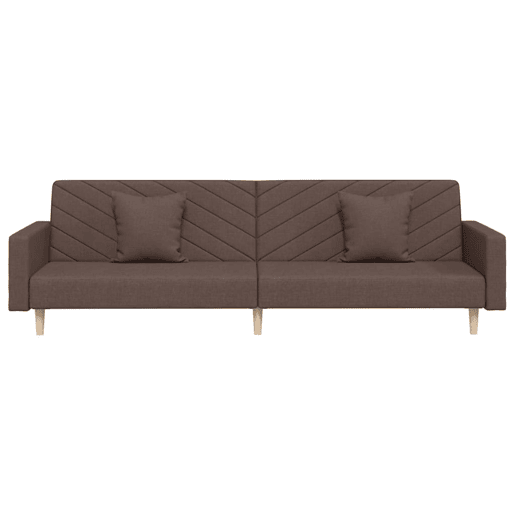 vidaXL Sofá-cama 2 lugares c duas almofadas tecido cinza-acastanhado