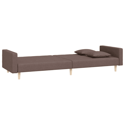 vidaXL Sofá-cama 2 lugares c duas almofadas tecido cinza-acastanhado