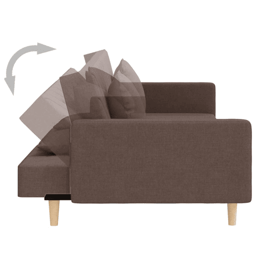 vidaXL Sofá-cama 2 lugares c duas almofadas tecido cinza-acastanhado