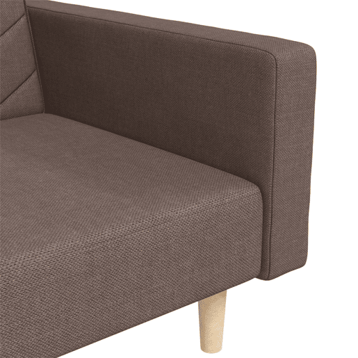 vidaXL Sofá-cama 2 lugares c duas almofadas tecido cinza-acastanhado