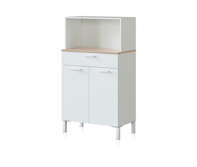 Alacena de cocina con 2 puertas y 1 cajón en blanco artik y roble canadian 72x126 cm Colin Blanco Artik (Blanco Mate) - Roble Canadian 72 x 126 x 40