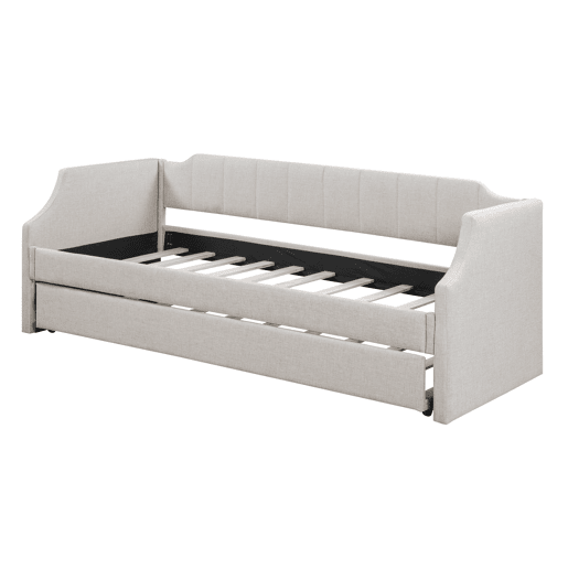 Cama de rodízio 90x190200cm em tecido de linho - com estrado de molas - Bege