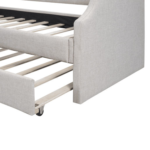 Cama de rodízio 90x190200cm em tecido de linho - com estrado de molas - Bege