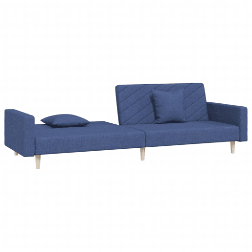 vidaXL Sofá-cama 2 lugares com duas almofadas tecido azul