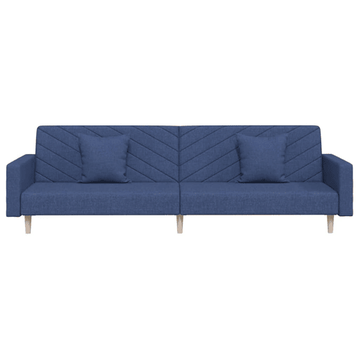 vidaXL Sofá-cama 2 lugares com duas almofadas tecido azul