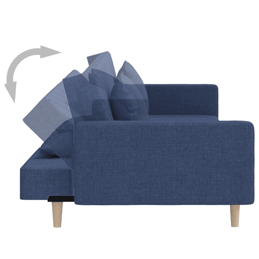 vidaXL Sofá-cama 2 lugares com duas almofadas tecido azul