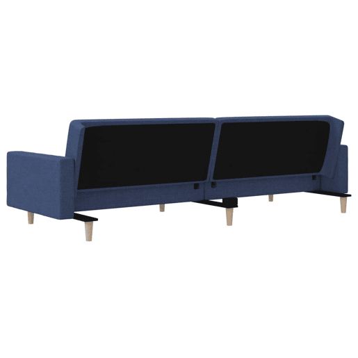 vidaXL Sofá-cama 2 lugares com duas almofadas tecido azul