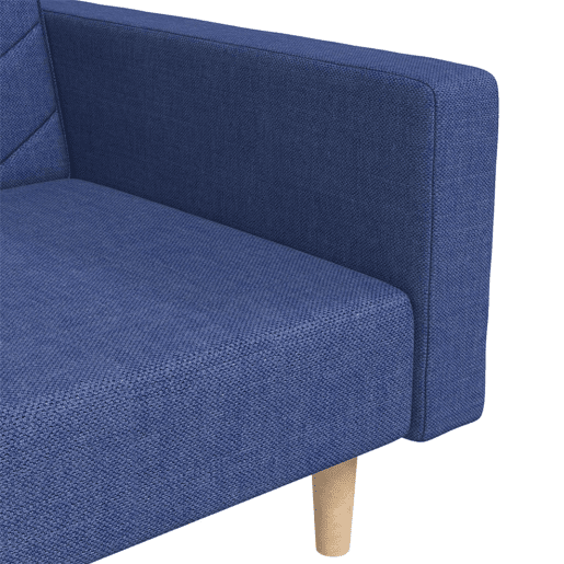 vidaXL Sofá-cama 2 lugares com duas almofadas tecido azul