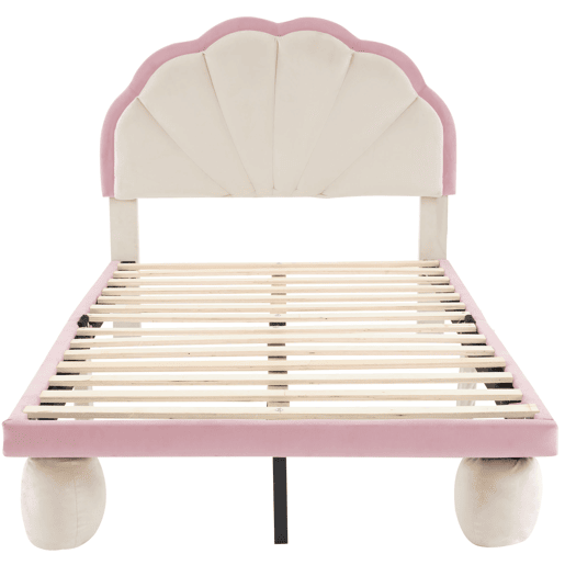 Cama de criança de veludo 90x200cm com luz led,rosa+bege