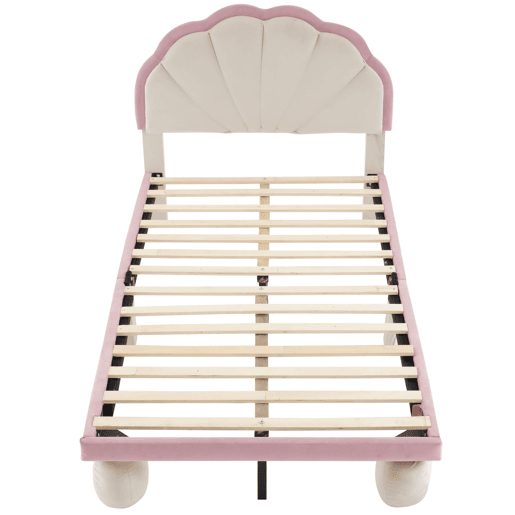 Cama de criança de veludo 90x200cm com luz led,rosa+bege