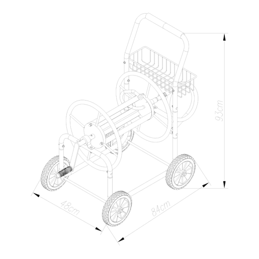Carrinho de mangueira Gelibolu para 34 polegadas máx. 65 m cinzento pro.tec Carrinho de mangueira Gelibolu para 34 polegadas máx. 65 m cinzento pro.tec