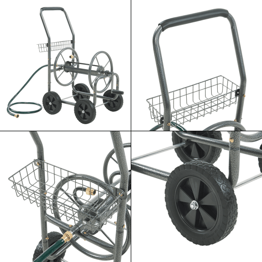 Carrinho de mangueira Gelibolu para 34 polegadas máx. 65 m cinzento pro.tec Carrinho de mangueira Gelibolu para 34 polegadas máx. 65 m cinzento pro.tec