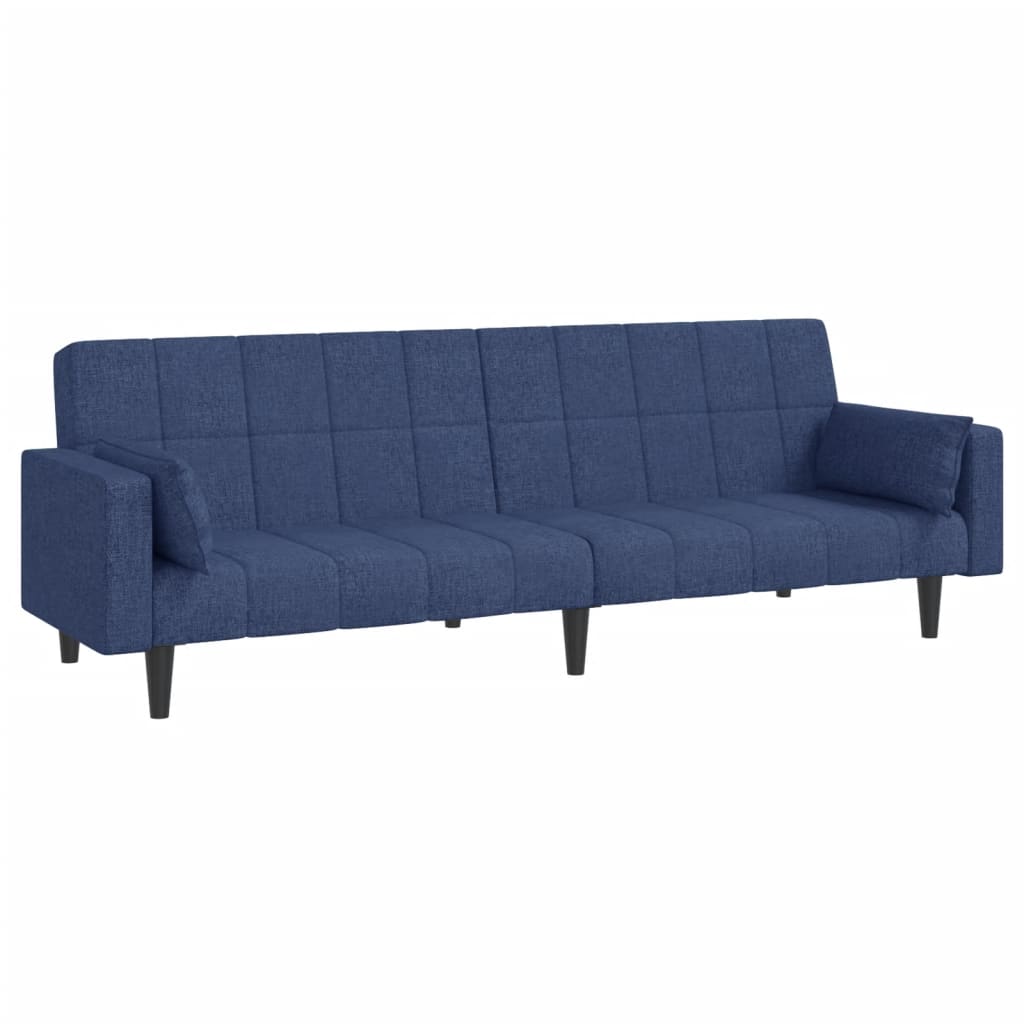 Vidaxl sofá cama de 2 plazas con dos almohadas tela azul