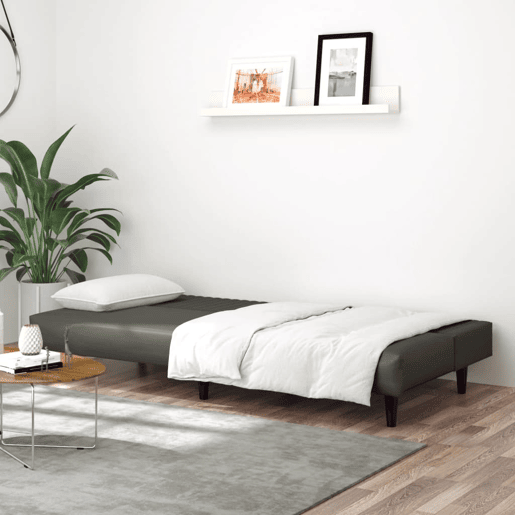 vidaXL Sofá-cama de 2 lugares couro artificial cinzento vidaXL Sofá-cama de 2 lugares couro artificial cinzento