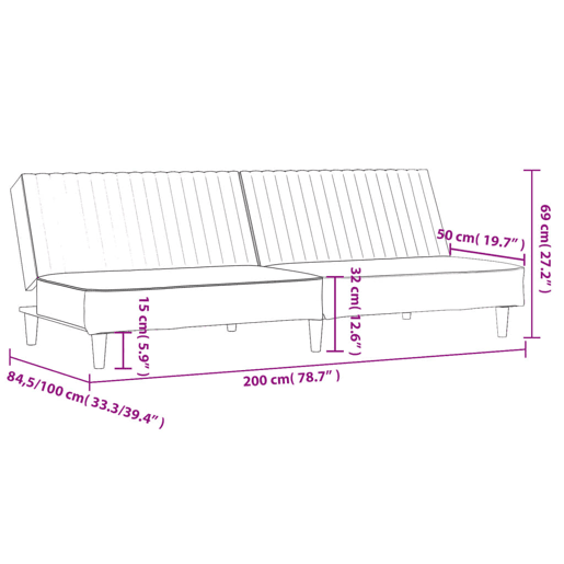 vidaXL Sofá-cama de 2 lugares couro artificial cinzento vidaXL Sofá-cama de 2 lugares couro artificial cinzento