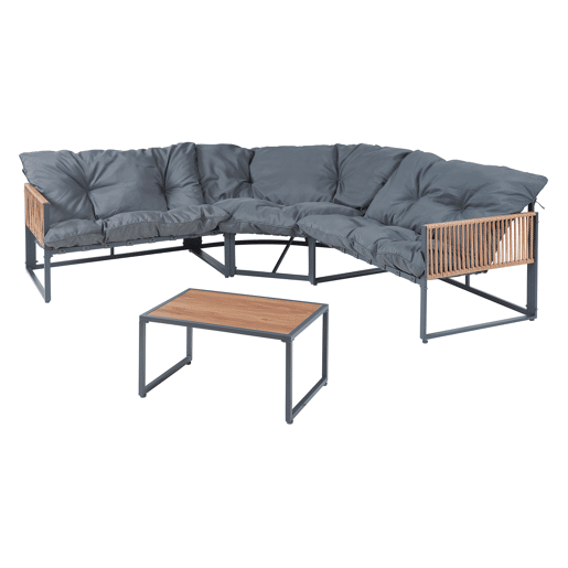 Conjunto de mobiliário de jardim Karg mesa + sofá Cinzento escuro  Rotim casa.pro