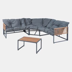 Conjunto de mobiliário de jardim Karg mesa + sofá Cinzento escuro  Rotim casa.pro