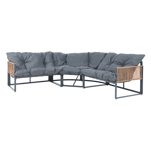 Conjunto de mobiliário de jardim Karg mesa + sofá Cinzento escuro  Rotim casa.pro
