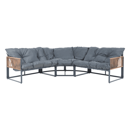 Conjunto de mobiliário de jardim Karg mesa + sofá Cinzento escuro  Rotim casa.pro