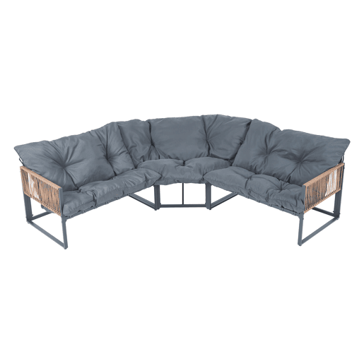 Conjunto de mobiliário de jardim Karg mesa + sofá Cinzento escuro  Rotim casa.pro
