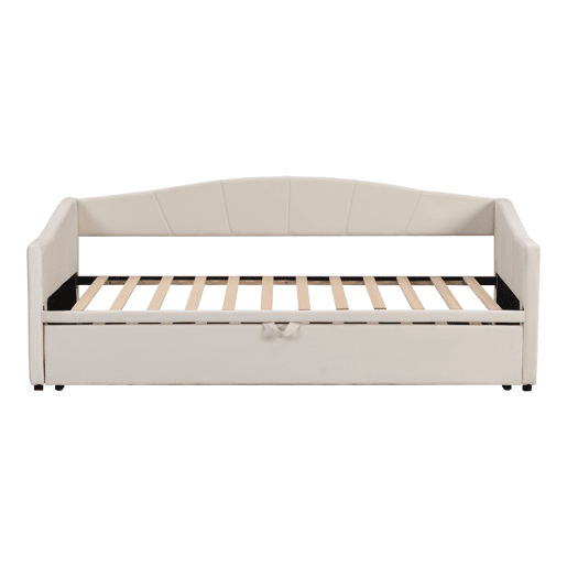 Cama com gavetão de veludo 180x200 cm - estrado - bege