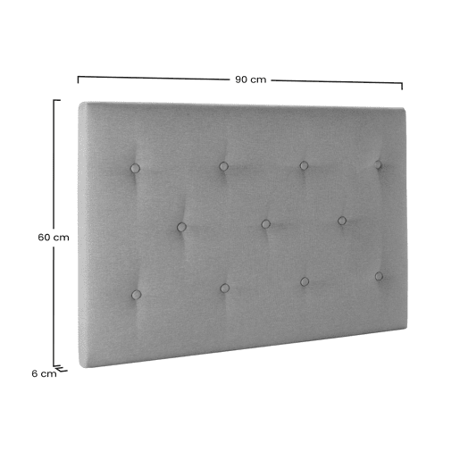 Cabeceira estofada Turin 90x60 cm Cinza