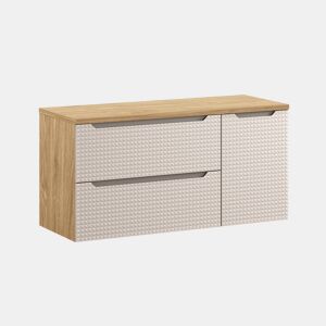 Móvel lavatório 120cm 2 gavetas 1 porta Mallory Bege e madeira