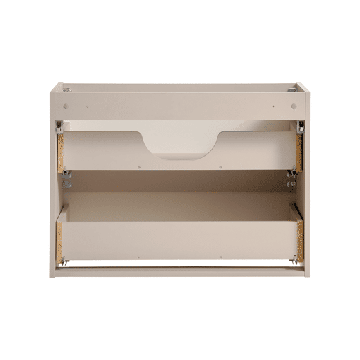 Conjunto móvel simples lavatório 80cm 2 gavetas espelho LED e coluna Manoa Caxemira e madeira