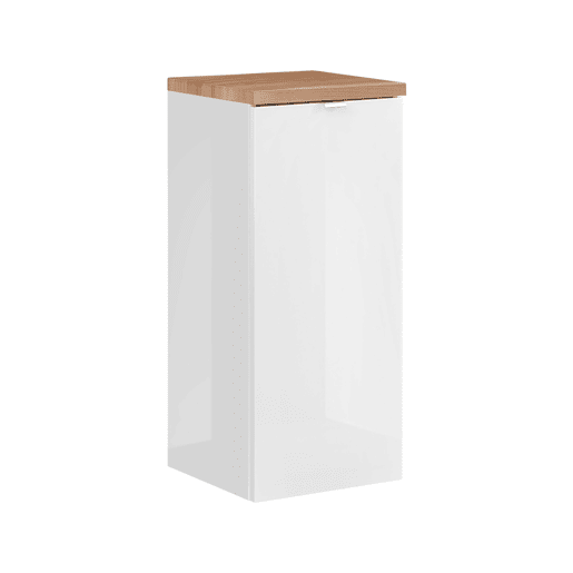 Meia-coluna 1 porta cesto de roupa April branco e madeira