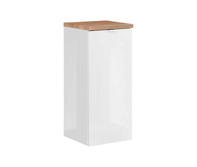 Media columna 1 puerta cesto para la ropa april blanco y madera