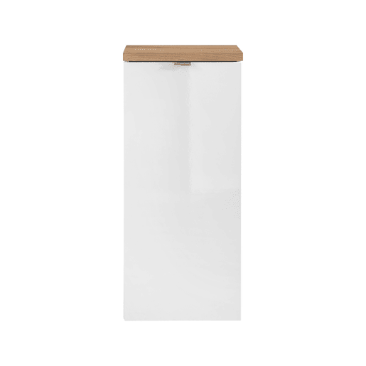 Meia-coluna 1 porta cesto de roupa April branco e madeira