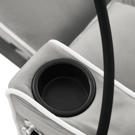 Poltrona retrátil de veludo - com suporte para copos + suporte para telemóvel - Cinzento claro