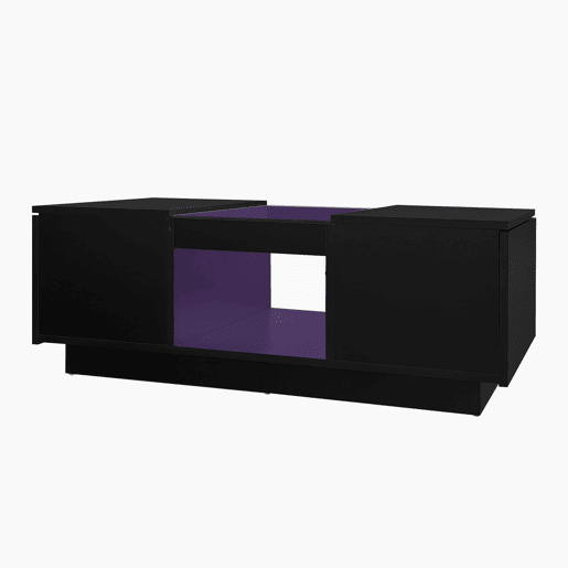 Mesa de centro com LED - 2 gavetas e 1 compartimento aberto - Preto Mesa de centro com LED - 2 gavetas e 1 compartimento aberto - Preto