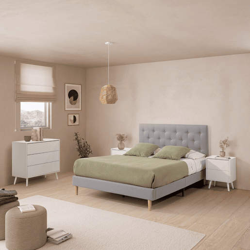 Cabeceira estofada Turin 140x60 cm Cinza